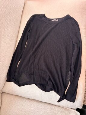 Black Michael Stars Mesh Long-Sleeve Top never worn no tags. OS Cotton